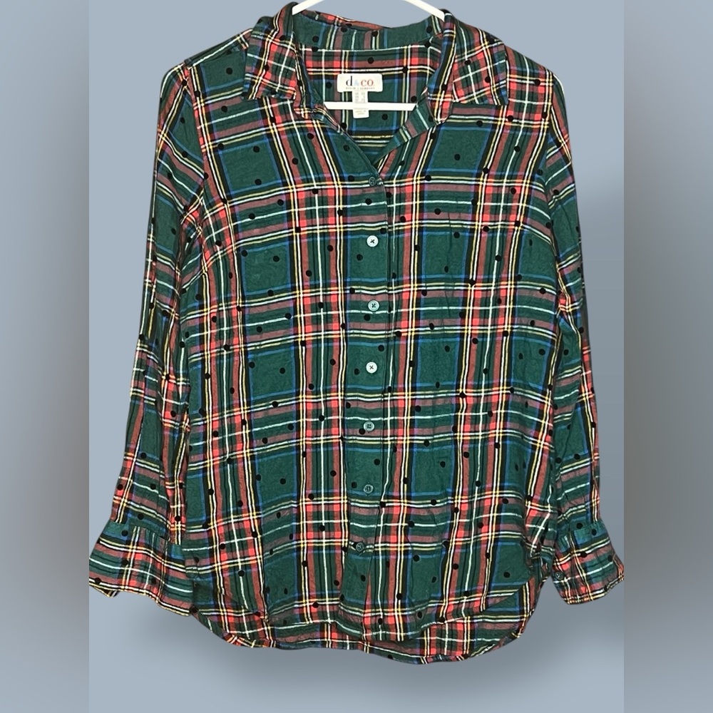 D&Co Green Plaid Women's Blouse